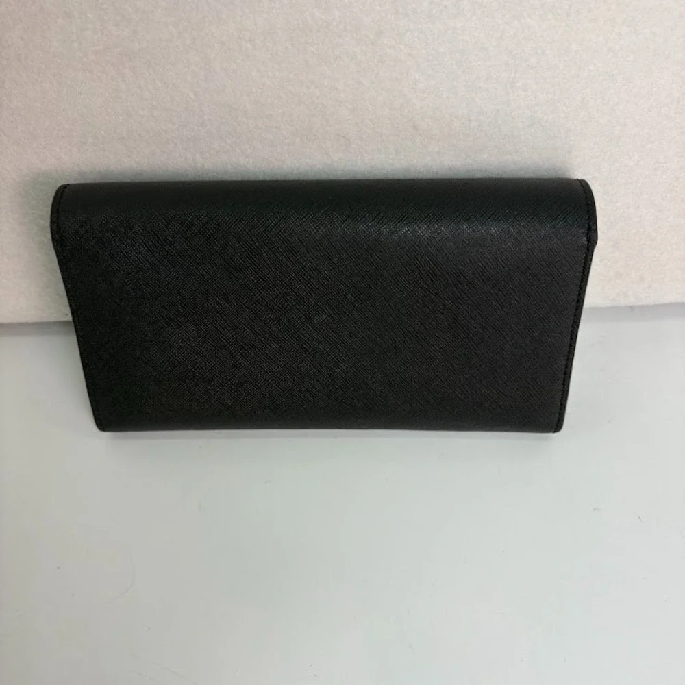 Tory Burch Black Saffiano Leather Wallet Black with‎ Gold Hardware